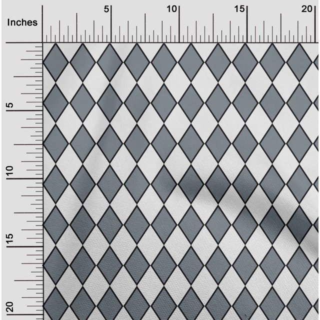 oneOone Cotton Jersey Gray Fabric Argyle Check Craft Projects Decor Fabric Printed By The Yard 58 Inch Wide