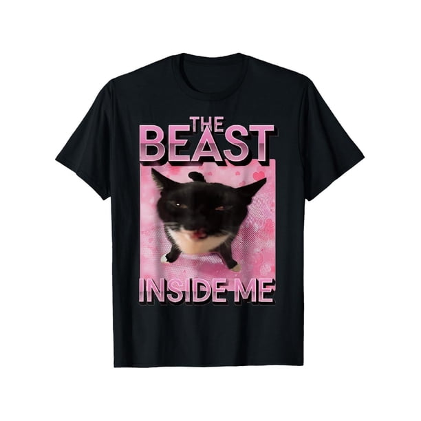 Funny Graphic Tshirt The Beast Inside Me Cat Meme T-Shirt for Men Women Short Sleeve Crew Neck Tee for Daily Wear
