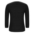 thumbnail image 6 of Womens Crochet Striped Cable Knit Plain Tops Loose Fit Blouses for Women 3/4 Sleeve Crew Neck Sweater Lounge Fall Winter Shirts Button 2025 Clothes Fashion, 6 of 6