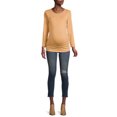 thumbnail image 2 of Oh! Mamma Maternity Long Sleeve Side Ruched T-Shirt with Scoop Neck (Women's & Women's Plus), 2 of 6