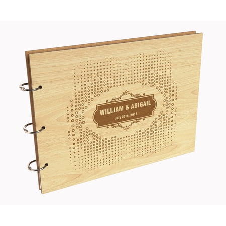 Darling Souvenir Personalized Engraved Laser Cut Wedding Guest Book Wooden Cover Sign-in Book Registry Guestbook Scrapbook-WF