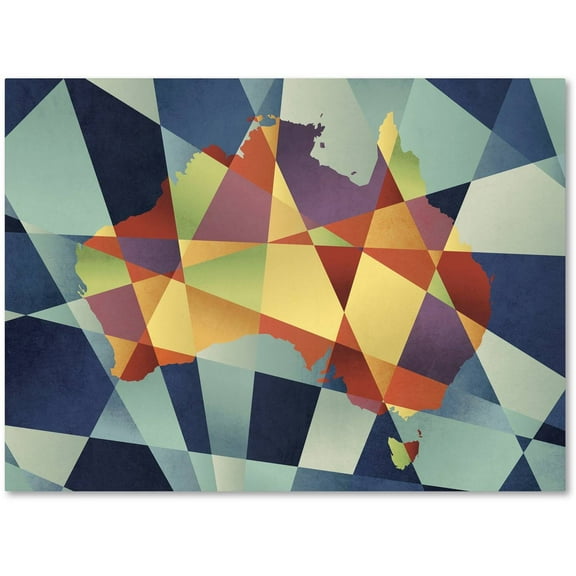 Trademark Fine Art "Australia Geometric Retro Map" Canvas Art by Michael Tompsett
