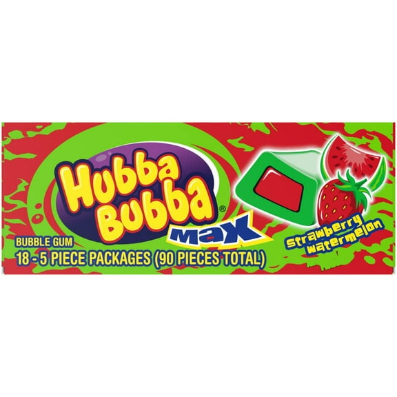 Hubba Bubba Strawberry Watermelon Gum, 5 Pieces, 9 Ct