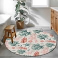 thumbnail image 3 of Round Area Rugs Collection 3 Ft, Sage Green Red Coral Non-Slip Residential Carpet, Coastal Nautical Summer Beach Indoor Crawling Mats Doormat Runner Rugs Play Mat for Bedroom, 3 of 8