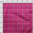 thumbnail image 2 of oneOone Cotton Jersey Fuschia Pink Fabric Madras Check Quilting Supplies Print Sewing Fabric By The Yard 58 Inch Wide, 2 of 4