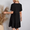 thumbnail image 7 of QLEICOM Women's 2023 Summer Dress Casual V-Neck Pleated High Waist Lace Dress A-Line Pleated Hem Swing Midi Sun Dress Black L, US Size:8, 7 of 7