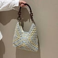 thumbnail image 7 of New Fashionable Handmade Woven Bag, Crochet Bucket Bag for Women, Handbags Hobo Handmade Flower Tote Bags(D), 7 of 7