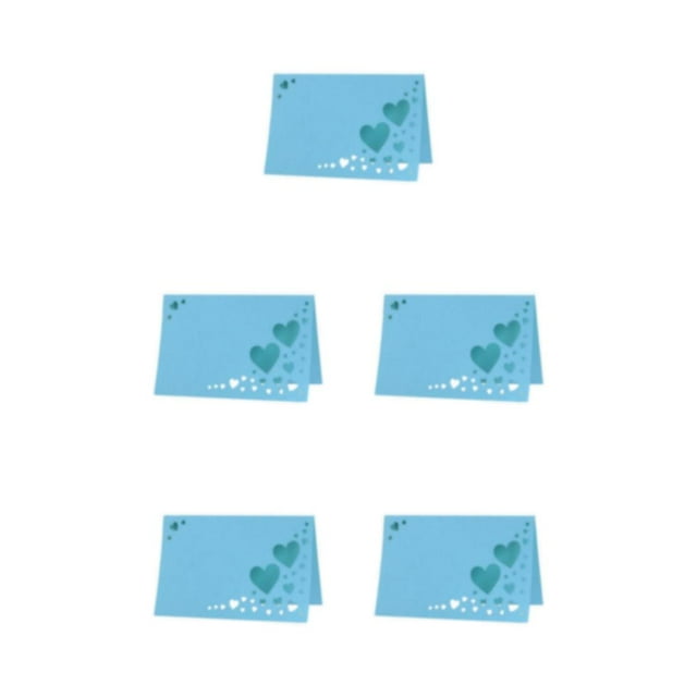 Decodeary 50x Personalize Table Settings With Heart Hollow Name Place Cards Durable Wedding Elegant Name Cards blue 5Set