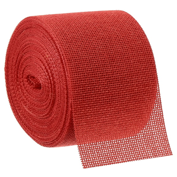 Uxcell 10 Yards 2.4 inch Burlap Ribbon Jute Burlap Wired Ribbon Rustic Ribbon, Red