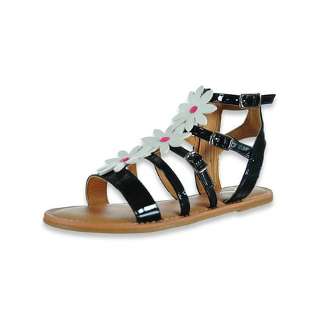 

Nina Girls Gladiator Zip Sandals - black 3 youth