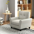 thumbnail image 2 of Costway 1 PCS Upholstered Modern Accent Chair Mid-Century Armchair with Rubber Wood Legs Beige, 2 of 8