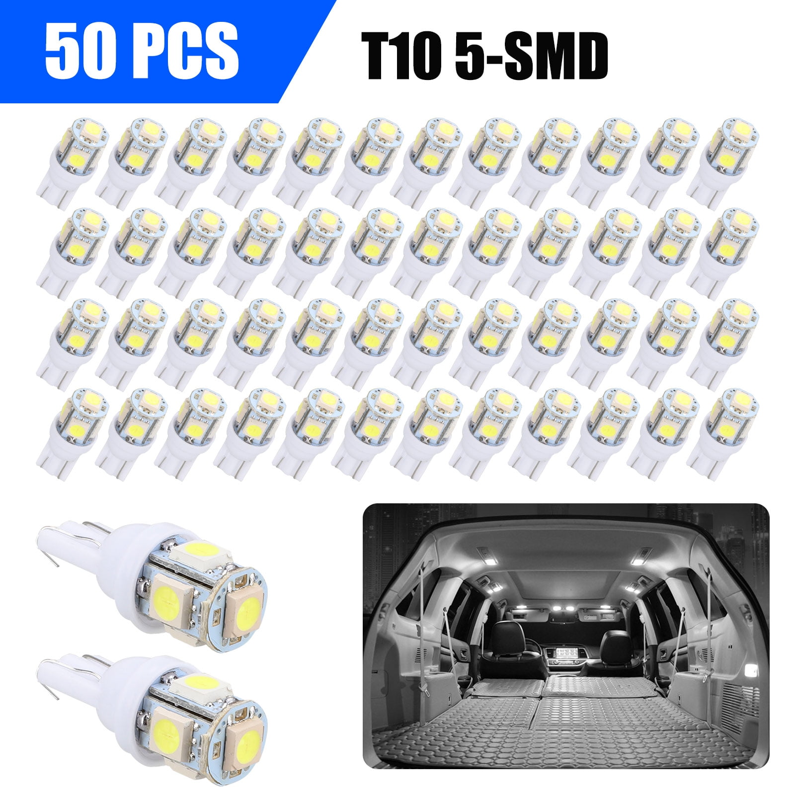 1 10 20 50PCS T10 5SMD LED Interior License Plate Dome Light Bulb W5W 194 2825