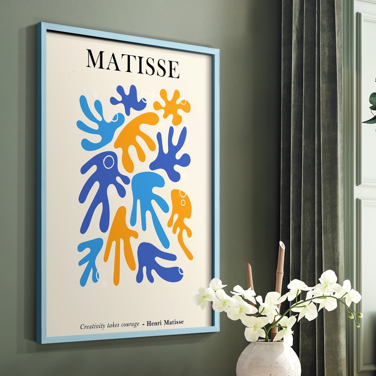 Matisse CDLXXIX in Blue Solid Wood Framed Print No Nail Hanging