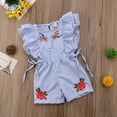 thumbnail image 1 of Newborn Toddler Kids Baby Flower Girl Stripe Ruffle Romper Jumpsuit Outfits Clothes, 1 of 5