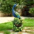 thumbnail image 2 of LuxenHome Blue and Green Peacock MgO Statue Planter, 2 of 8