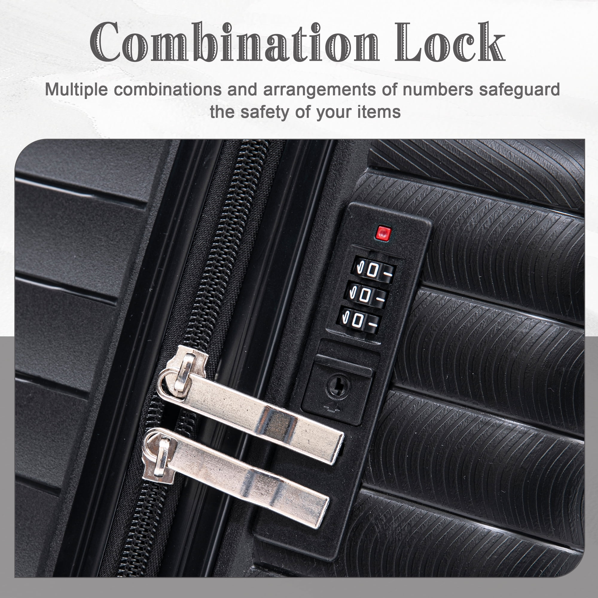 Alvantor 4 Pcs Hardside Luggage Set with Spinner Wheel, Lightweight Suitcase Set Black
