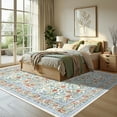 thumbnail image 2 of Garvee 9'x12' Floral Print Area Rug Washable Rug, Low Pile Farmhouse Accent Carpet with Non Slip Backing Soft Floor Mats for Living Room Bedroom Dining Room, Beige Orange, 2 of 8