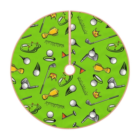 Xecao Golf Sport Club Pattern Christmas Tree Skirt Holiday Part Decorations for Christmas Tree, Farmhouse Christmas Decor Xmas Holiday Home Party Decorations-30"