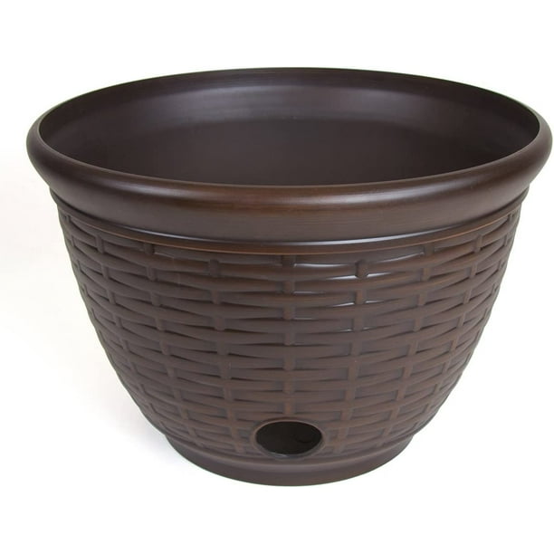 1920 High Density Resin Wicker Design Hose Pot, Bronze