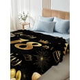 thumbnail image 4 of Queen Size Flat Sheet Only, Happy 18th Birthday Soft Brushed Microfiber Bed Sheets, Black Golden Balloon Cake Fireworks Hotel Quality Breathable Bedding Top Sheet, Easy Care, 90"x102", 4 of 9