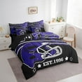 thumbnail image 3 of Feelyou Est Sleep Bedding Comforter Set 7 Pieces, Vintage Rugby Full Bedding Set, Black Slate Blue Fitted Sheet Flat Sheet, Breathable Room Decorative, 3 of 7
