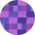 thumbnail image 1 of Ahgly Company Tapis Rond Lavable en Machine Intérieur Transitionnel Néon Violet, 4 Pieds Rond, 1 of 7
