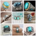 thumbnail image 4 of K-KED 925 Silver Rings Women Turkish Handmade Ring Wedding Party Delicate Jewelry Size 6-10-Turquoise-12, 4 of 8
