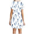 thumbnail image 4 of Dyegold Sundresses for Women Casual Beach - Midi Hawaiian Dresses for Women Round Neck Short Sleeve Floral Print Flared A-Line Swing Casual Tshirt ​​Sundresses, 4 of 6