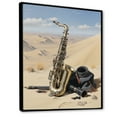 thumbnail image 2 of Designart "Lone Desert Sax in Gold" Music Framed Wall Art - Vintage Gold Music Entryway Framed Wall Art, 2 of 6
