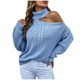 thumbnail image 2 of Babysbule Plus Size Womens Sweaters New Arrivals Fashion Women Solid Long Sleeve Pullove Turtleneck-Neck Casual Sweater Tops Clearance Women's Fashion, 2 of 6