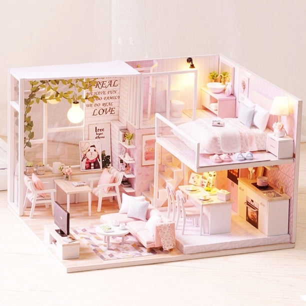 Kit en miniatura, casa de muñecas en miniatura de madera 1/24, kit de bricolaje en miniatura, kit de bricolaje para muñecas, diseño exquisito