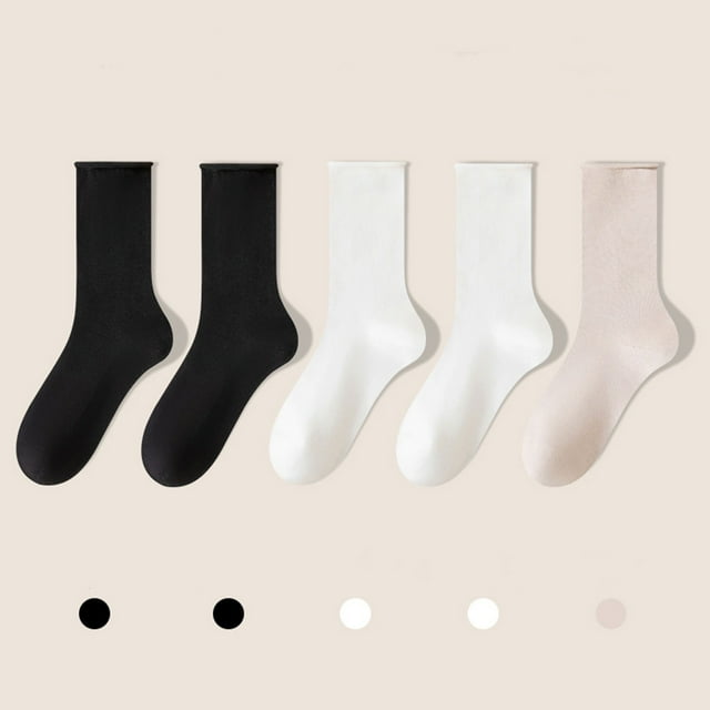 Calcetines de mujer hasta media pantorrilla de color liso, cómodos, cálidos, transpirables, multicolores, de algodón
