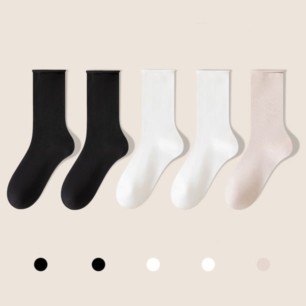 Calcetines de mujer hasta media pantorrilla de color liso, cómodos, cálidos, transpirables, multicolores, de algodón