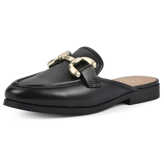 WHITE MOUNTAIN Women's Castor Moc Toe Mule, Black/Leather, 6 M