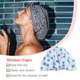 thumbnail image 4 of Bearachild Gorros de baño para ducha Estampado de flores Impermeable Reutilizable Elástico Colorido Universal Largo Sombrero corto Baño Estampado de Juegos de accesorios de baño punto azul Bearachild HA062078-20B, 4 of 6