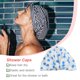 thumbnail image 5 of Bearachild Gorros de baño para ducha, estampado de flores, impermeable, reutilizable, cubierta con dobladillo elástico, gorro de baño, gorro rizado, Juegos de accesorios de baño punto azul Bearachild HA062078-20B, 5 of 6