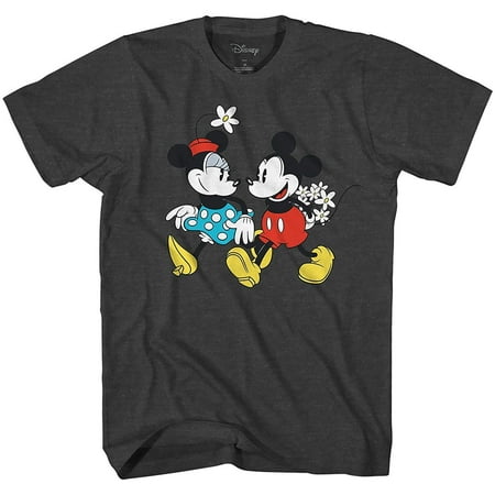 Disney Mickey Mouse Minnie Hand in Hand Disneyland World Retro Classic Vintage Tee Funny Humor Adult Mens Graphic T-Shirt (Best Disneyland In Asia)
