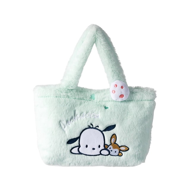 Sanrio-Bolso de mano Kuromi Pochacco para niña, bolsa de felpa, Cinnamoroll, My Melody, estilo japonés, bolsa peluda Lolita, regalos de cumpleaños