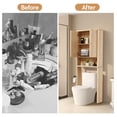 thumbnail image 6 of Fluted Over The Toilet Storage Cabinet, Bathroom Toilet Storage Cabinet with Door, Wood Curved Over The Toilet Space Saver Cabinets for Restroom Bathroom, Natural, 6 of 9
