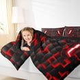 thumbnail image 4 of Manfei Neon Gamepad Bedding Comforter Set,Modern Geometric Plaid Twin Comforter Sets,Red Black Bedding Set For Boys Kids,Super Cozy Bedroom Decor Reversible,2 Pieces, 4 of 8