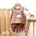 thumbnail image 3 of HAOTAGS Boys Outfit Sets, Dog-Print Sleeveless Vest & Elastic-Waist Shorts Set Coffee Size 5, 3 of 3