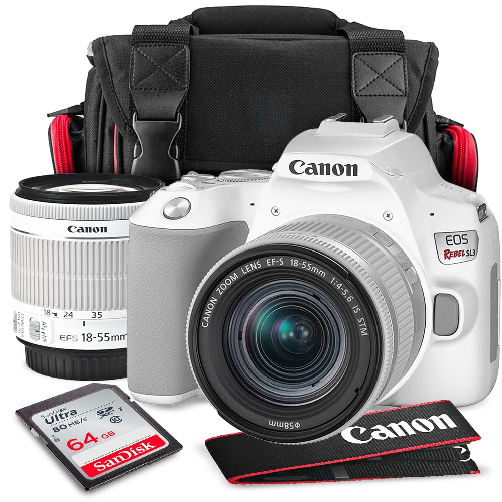 Canon EOS Rebel SL3 DSLR Camera (White) with 1855mm Lens + Telephoto