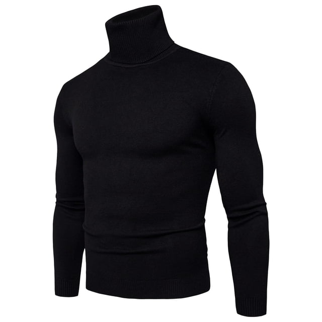 Printemps 2024 Pull Col Roulé Homme Chaud Tricoté Couleur Unie Pull-Overs Homme Ajusté Décontracté Pull Col Roulé