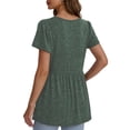 thumbnail image 3 of MOYIKO Women Short Sleeve T-shirts Casual Crew Neck Basic Tops Deep Green Relaxed Fit Solid Color Tee Shirt S, 3 of 7