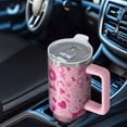 thumbnail image 6 of Pink Breast Cancer Tumbler with Handle and Lid,40oz Double Wall Vacuum Insulated Tumbler,Cups Gift for Women and Men, 6 of 7