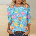 thumbnail image 6 of Easter Day Shirts for Women 3/4 Sleeve Reindeer Holiday Tees 3/4 Sleeve Round Neck Spring Tops Tshirts Spring Clothes My Items, 6 of 6