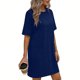 thumbnail image 2 of TaTaai Women's Solid Color Round Neck Short Sleeve Dress with Pockets Casual Fashion Comfortable Stretchy Fabric Midi Dress Soft Breathable for Spring Summer Daily Casual Wear Gift, 2 of 6