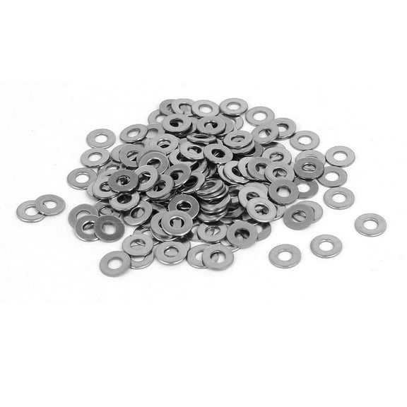 Unique Bargains M2.5 304 Stainless Steel Flat Washers Gaskets Spacers Silver Tone 200Pcs