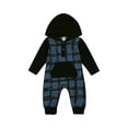 thumbnail image 2 of hirigin Baby Hooded Jumpsuit Long Sleeve Plaid Print One Piece Romper, 2 of 9