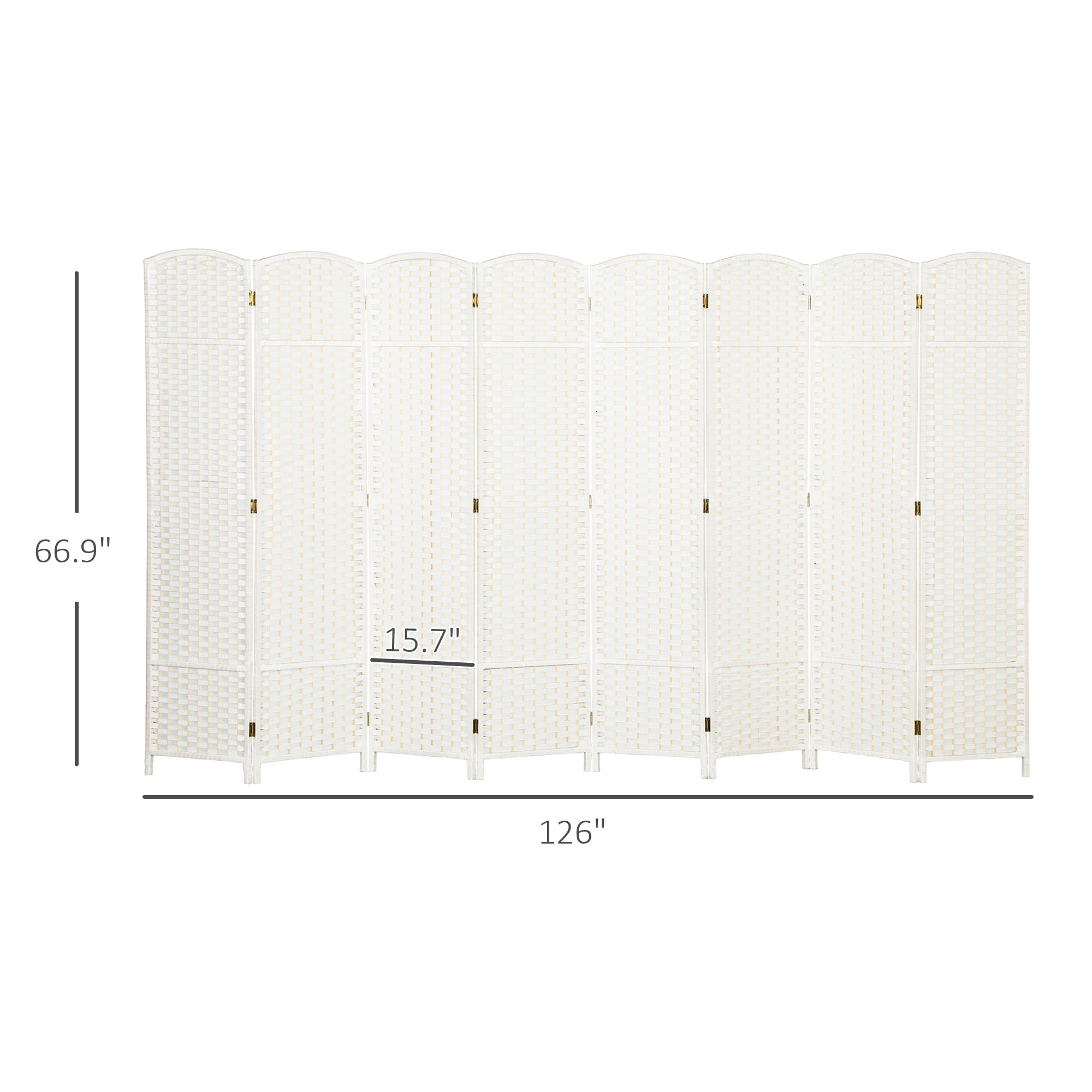 HOMCOM Room Divider, 8 Panel Folding Privacy Screen, 5.6' Tall Freestanding Partition for Home Office, Bedroom, White
